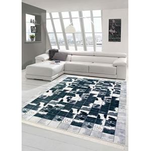 Merinos Alfombra de Piel de Vaca imitación Patchwork en Neg…