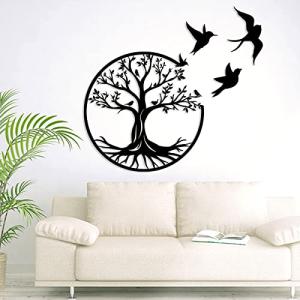 50cm Árbol de la vida y pájaro,decoración de pared de metal…