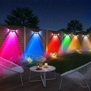 OUTON Aplique Solar Exterior Pared, Luz Solar Exteriore RGB…