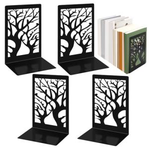 Vasmeiy 4 Piezas Negro Sujetalibros de Metal, 9 * 12 * 17.5…