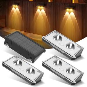 UNBON Luces Solares LED Exterior Jardin Pared, 4 Piezas Apl…