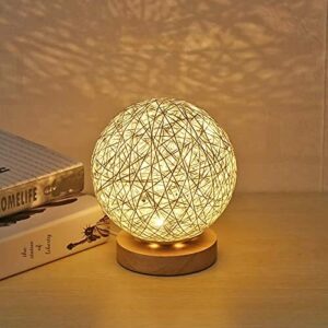 UNISOPH Lámpara de mesa de madera, lámpara de mesa USB con…