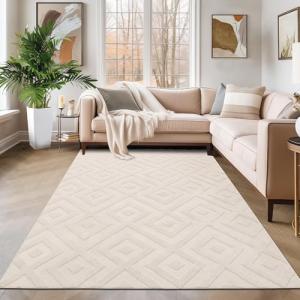 SHACOS Alfombra Pequeña Moderna Beige 80x150cm Alfombra Boh…