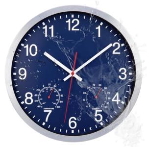 ACCSHINE Reloj de Pared Exterior Azul de 30 cm, Impermeable…