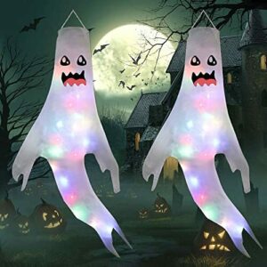 Decoración Halloween Fantasmas Colgantes con Luces, 1 Par D…