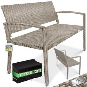 KESSER® Banco de jardín de polirratán de 2 plazas, Resisten…