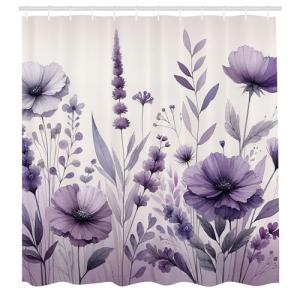 ABAKUHAUS Morado Cortina de Baño, Pintoresco Jardín de Flor…
