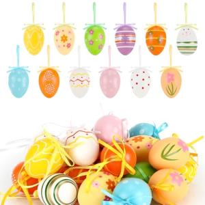 24 Huevos de Pascua para Colgar, Huevos de Pascua Coloridos…