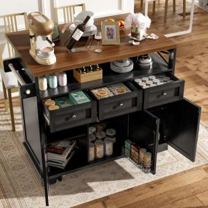 Wyibwy Isla de cocina, 118 × 43 – 80 × 98 cm, carro de come…