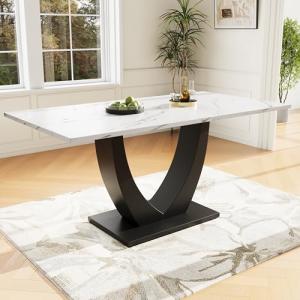 Moimhear Mesa de comedor, mesa de cocina moderna, estructur…