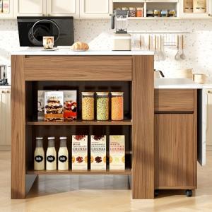Moimhear Mesa alta extensible con espacio de almacenamiento…