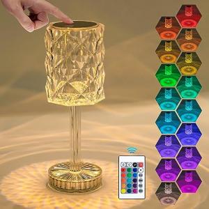 Aigostar LED Lámpara de Mesa de Cristal, 16 Colores y 4 Mod…