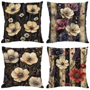 Negro Cojines Exterior Impermeable Lino Fundas Cojines 70x7…