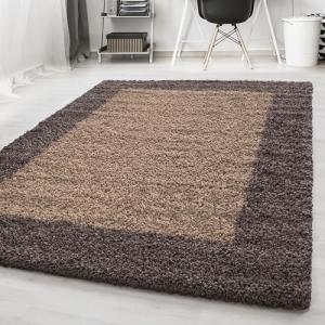 HomebyHome Alfombra Salon Peludo de Pelo Largo Taupe 300x40…