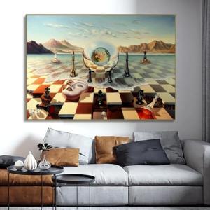 Salvador Dali Surrealismo Máscara de ajedrez en el mar Pint…