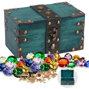 Oupuven Verde Cofre del Tesoro Pirata, 17.8 * 11 * 9.7cmCaj…