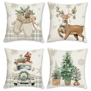 Bonhause Fundas Cojines Navidad Invierno Reno 45 x 45 cm Fu…