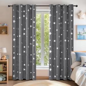 Deconovo Cortina Opaca para Ventana Dormitorio Juvenil para…