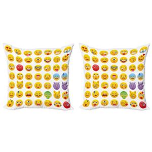 ABAKUHAUS Emoticon Set de 2 Fundas para Cojín, Caras de Mos…