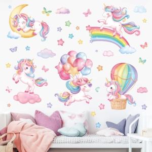 decalmile Pegatinas de Pared Unicornio Arcoíris Vinilos Dec…