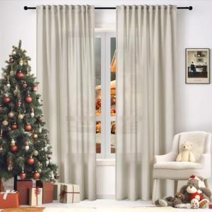 WOLTU Cortinas Salon Navidad Cortinas Dormitorio Translúcid…