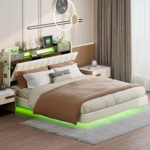 Moimhear Cama tapizada de 160 x 200, cabecero multifunciona…
