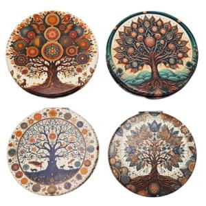 BY SIGRIS Espejo de Bolsillo Árbol de la Vida 4 Unidades