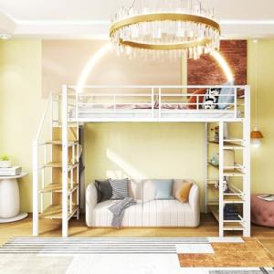 Moimhear Cama alta de 90 x 200 cm con escalera de seguridad…