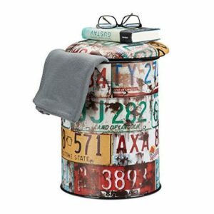 Relaxdays Puff Almacenaje Vintage con Tapa, PVC-Metal, Matr…