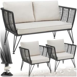TecTake® Conjunto Jardin Exterior de Ratán con Sofa Exterio…