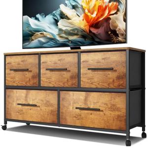 MYGIIVOVO Cómoda para dormitorio con 5 cajones de tela, sop…