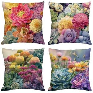 Flor Cojines Exterior Impermeable Lino Grande Fundas Cojine…