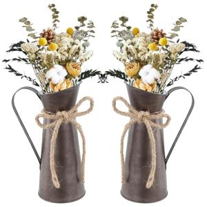 YILANJIN Pack de 2 Jarrones para Flores de Metal, Jarron Ga…