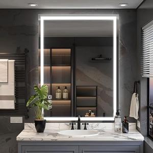 sogesfurniture Espejo de baño LED 80 x 60 cm, espejo de bañ…