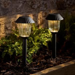 Lights4fun Juego de 2 Balizas Solares con LED Blanco Cálido…