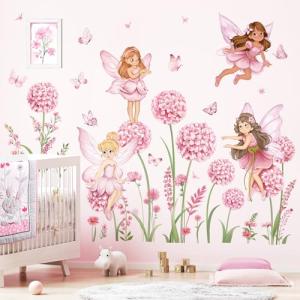 decalmile Pegatinas de Pared Niña Hada Flores Rosa Vinilos…