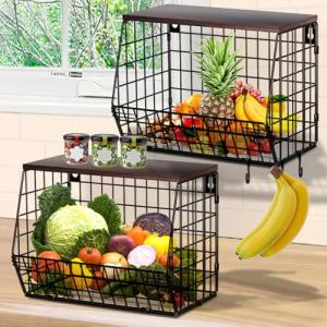 YADOBIG 2 Piezas Colgante Cesta de Fruta, Fruteros de Cocin…