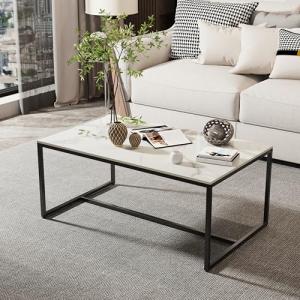 FATIVO Mesa Centro Salon de Mármol: Mesa Baja de 100x60x40c…