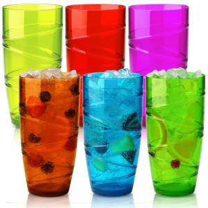 HEFTMAN Juego de 6 vasos de plástico acrílicos de 550 ml co…