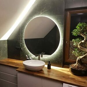Artforma 80 cm Espejo redondo de Baño con Iluminación LED -…