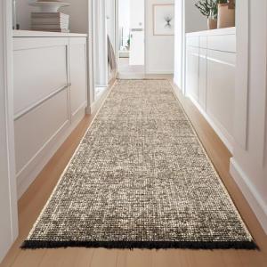 HomebyHome, Alfombra Runner Algodón Chenille Beige 80x250 c…