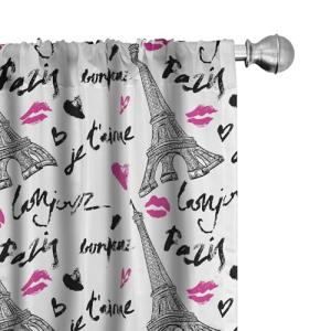 ABAKUHAUS París Juego de 2 Paños Cortinas, Rosa Beso Amor E…