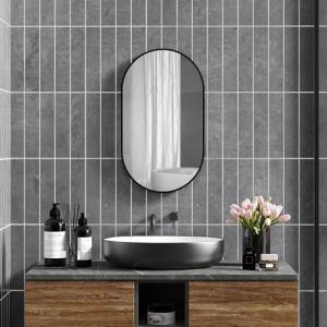 HOMCOM Espejo de Baño Ovalado 40x70 cm con Marco de Alumini…
