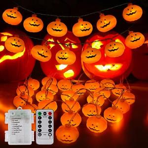 Halloween Guirnalda Luces, 6M 40 LED Naranjo Calabaza Caden…