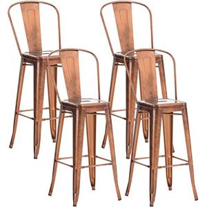 CLP Set De 4 Taburetes De Bar Aiden I 4 Taburetes Metálicos…