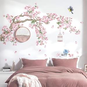 decalmile Pegatinas de Pared Flor de Cerezo Rosa Vinilos De…