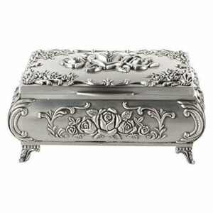 Joyero de metal tallado vintage, estuches de almacenamiento…