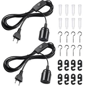 DiCUNO Portalámparas E27 de 4M, Con cable, interruptor y en…