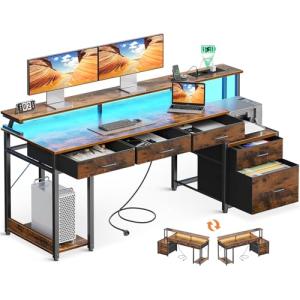Coleshome Escritorio con 5 Cajones de Tela, Escritorio Gami…