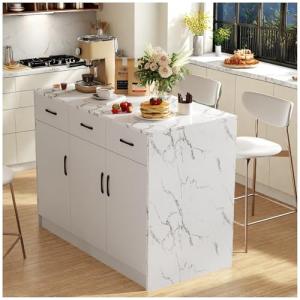 Wyibwy Isla de cocina, 120 x 60 x 90,5 cm, 3 cajones y 3 pu…